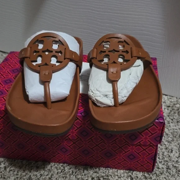Tory Burch Miller Cloud Cal LEATHER AGED CARMELLO SIZE 8